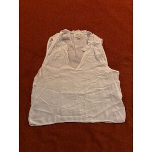 Cloth & Stone Anthropologie White Linen Blend V Neck Sleeveless Top XL